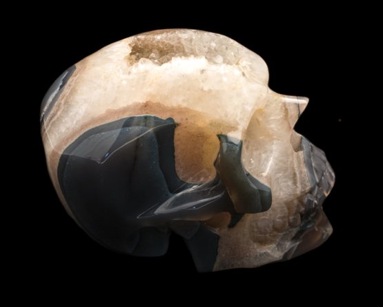 Flint chalcedoon met geode schedel - Afbeelding 3