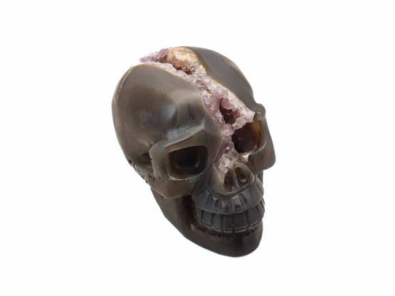 Agaat schedel met amethist