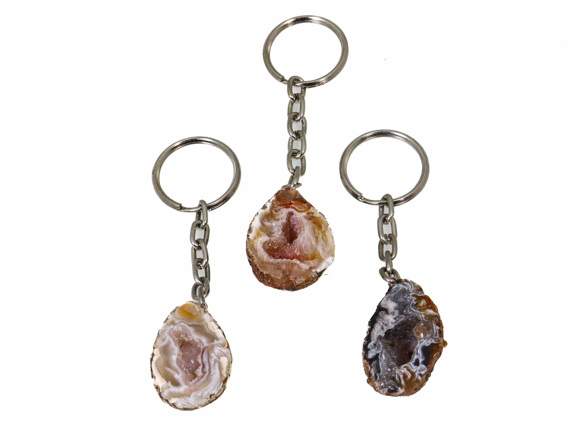 Agaat geode sleutelhanger